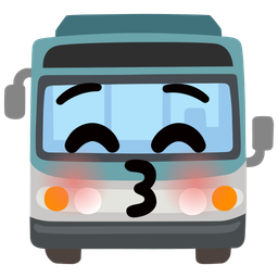 kissing face with closed eyes and bus