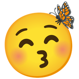 kissing face with closed eyes and butterfly