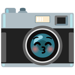 kissing face with closed eyes and camera