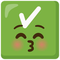 kissing face with closed eyes and check mark button