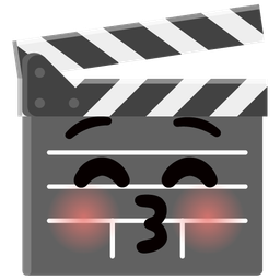 kissing face with closed eyes and clapper board
