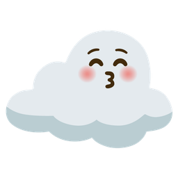 kissing face with closed eyes and cloud