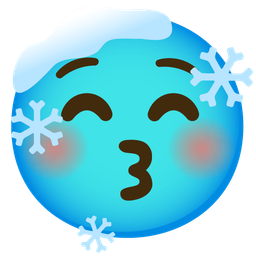 kissing face with closed eyes and cold face