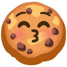 kissing face with closed eyes and cookie