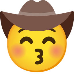 kissing face with closed eyes and cowboy hat face
