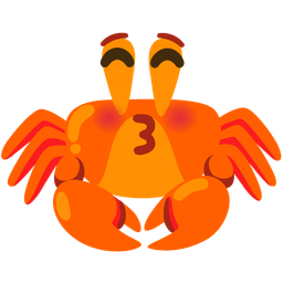 kissing face with closed eyes and crab