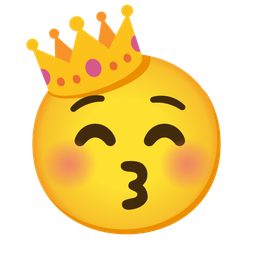 kissing face with closed eyes and crown