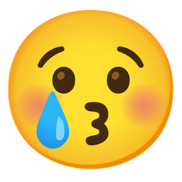 kissing face with closed eyes and crying face