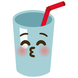 kissing face with closed eyes and cup with straw