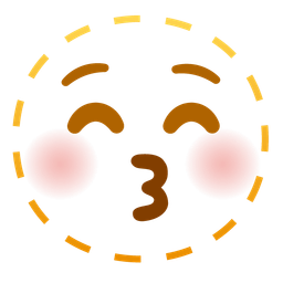 kissing face with closed eyes and dotted line face