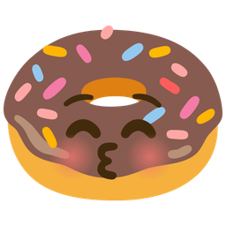 kissing face with closed eyes and doughnut