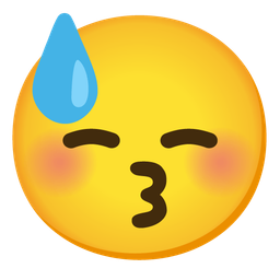 kissing face with closed eyes and downcast face with sweat