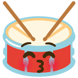 kissing face with closed eyes and drum