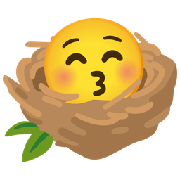 kissing face with closed eyes and empty nest