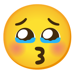 kissing face with closed eyes and face holding back tears