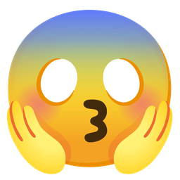 kissing face with closed eyes and face screaming in fear