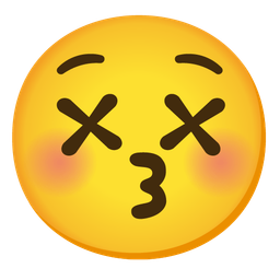 kissing face with closed eyes and face with crossed-out eyes