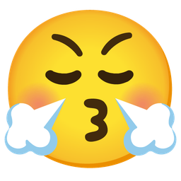 kissing face with closed eyes and face with steam from nose