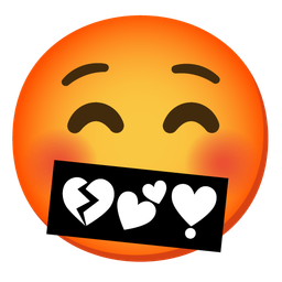 kissing face with closed eyes and face with symbols on mouth