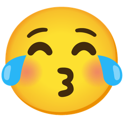 Kissing face with closed eyes and Face with tears of joy