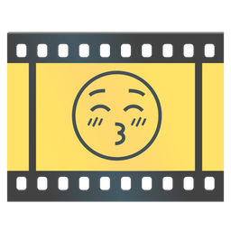 kissing face with closed eyes and film frames