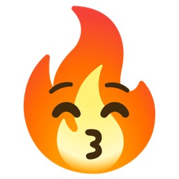 kissing face with closed eyes and fire