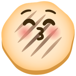 kissing face with closed eyes and flatbread