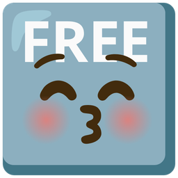 kissing face with closed eyes and FREE button