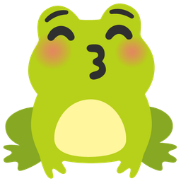kissing face with closed eyes and frog