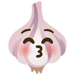 kissing face with closed eyes and garlic