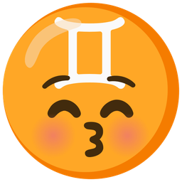 kissing face with closed eyes and Gemini