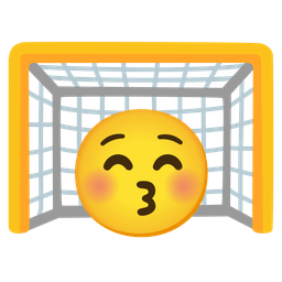 kissing face with closed eyes and goal net