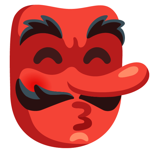 Kissing face with closed eyes and Goblin