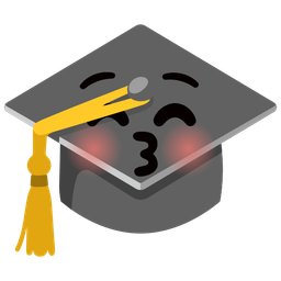kissing face with closed eyes and graduation cap