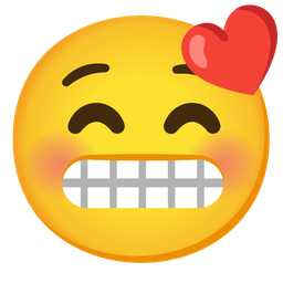 kissing face with closed eyes and grimacing face