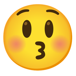 Kissing face with closed eyes and Grinning face with big eyes