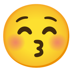 Kissing face with closed eyes and Grinning face with smiling eyes