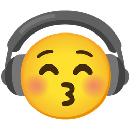 kissing face with closed eyes and headphone