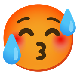 kissing face with closed eyes and hot face