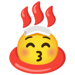 kissing face with closed eyes and hot springs