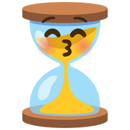 kissing face with closed eyes and hourglass not done