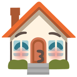 kissing face with closed eyes and house