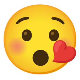 kissing face with closed eyes and hushed face