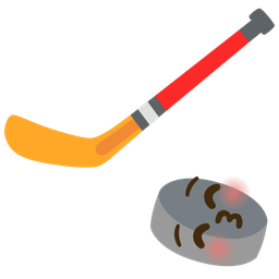 kissing face with closed eyes and ice hockey