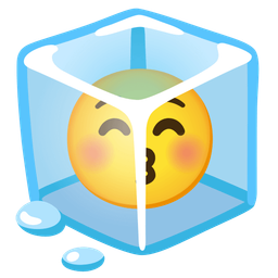 kissing face with closed eyes and ice