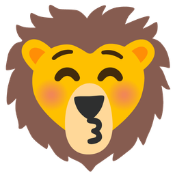 kissing face with closed eyes and lion