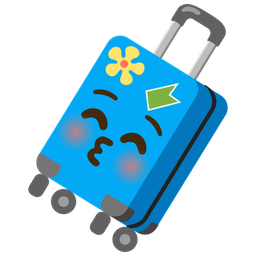 kissing face with closed eyes and luggage