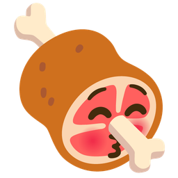 kissing face with closed eyes and meat on bone