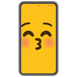 kissing face with closed eyes and mobile phone