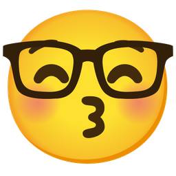 kissing face with closed eyes and nerd face